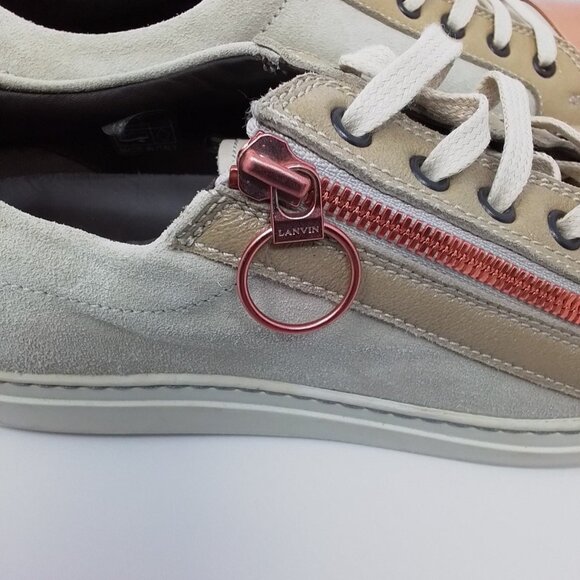 LANVIN Copper Suede Patent Leather Cap Toe Sneakers made in Italy Sz 7 - Picture 5 of 8